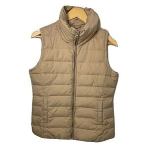 Joe Fresh Down Puffer Vest Tan Gorpcore Zip Fall Winter Women’s Size Med